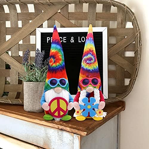 Hipi Gnomes Groovy Plish Gnome ukrasi sa mirovnim znakovima Sunčane naočale Sund Summer Tie