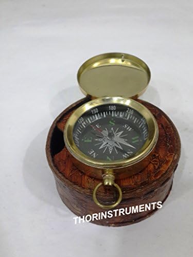 Pomorski mesingani pritiskom gumba Vintage džepni kompas w / kožna futrola rustikalni vintage home Decor
