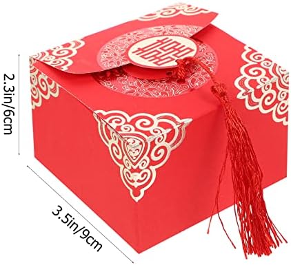 Luozzy 20 kom svadbenu zabavu po kutijama Kineski stil xi bombonski poklon kutije crvena sa resicama za rođendan