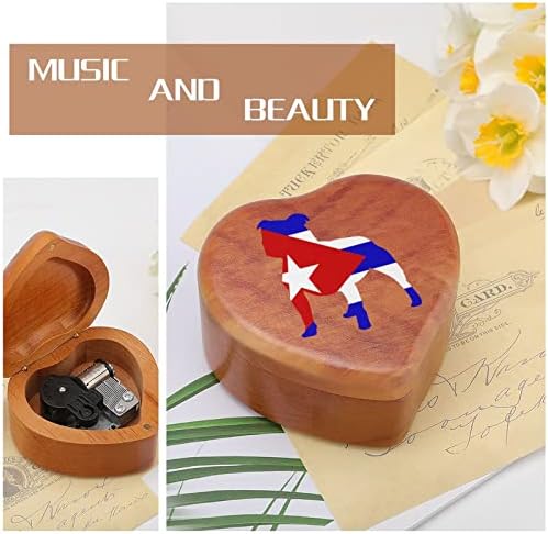 Pitbull Cuba Flag Wood Music Box Vintage Wind up Musicl Boxes Poklon za božićni rođendan Valentinovo