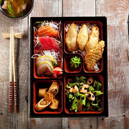 Needzo Tradicionalna japanska bento kutija, autentična 5 spremnika za hranu za suši, rižu,