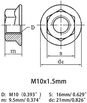 M8x1. 25mm 304 Prirubnica od nehrđajućeg čelika lijeva navoja Hex Nuts Lock Nuts Reverse Nuts 5kom