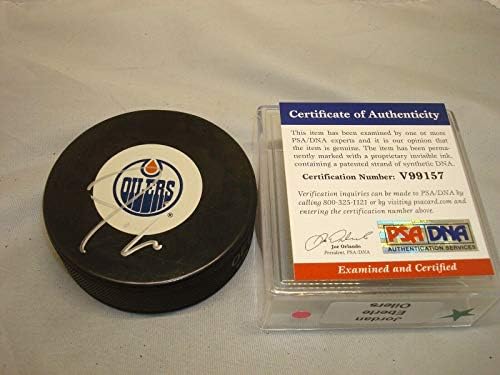 Jordan Eberle potpisao Edmonton Oilers Hockey Puck sa autogramom PSA / DNK COA 1A-NHL pak sa autogramom