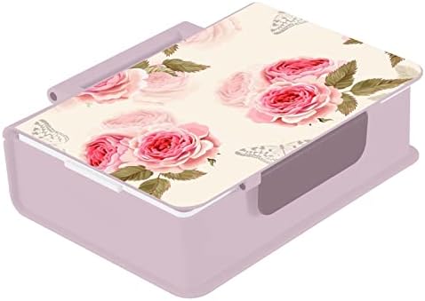Susiyo vintage ružičaste ruže i leptiri Bento kutija za ručak s 3 odjeljka za odrasle i tinejdžere