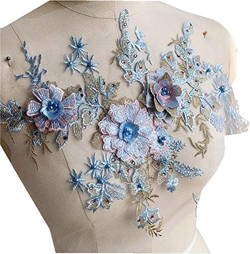 3D cvjetna perla čipka tkanine za mršavu za vjenčanje / večernja haljina šivaći empulator Applique