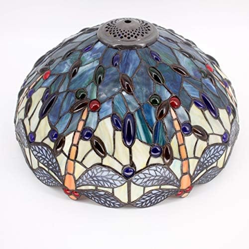 Werfactory Tiffany podna lampa plavo Žuti vitraž Dragonfly stojeće svjetlo za čitanje 16x16x64 inča