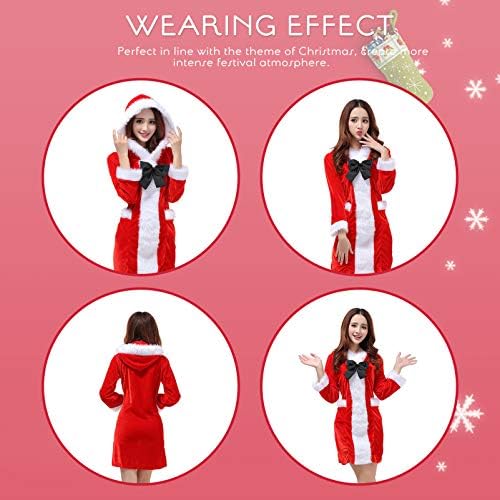 Amosfun ženska haljina za brige za božićne žene kostim flannelette plišana cosplay santa zimska