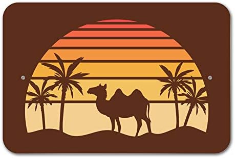 Grafika i više kamila u pustinjskom zalasku sunca sa palmim drvećem Home Business Office
