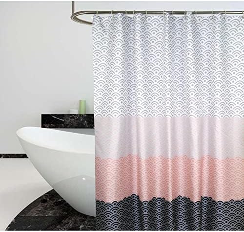Ružičasti tuš za zastori za kupatilo, zavjesa za tuširanje tkanine sa ponderiranim rukom i 12 kuka,