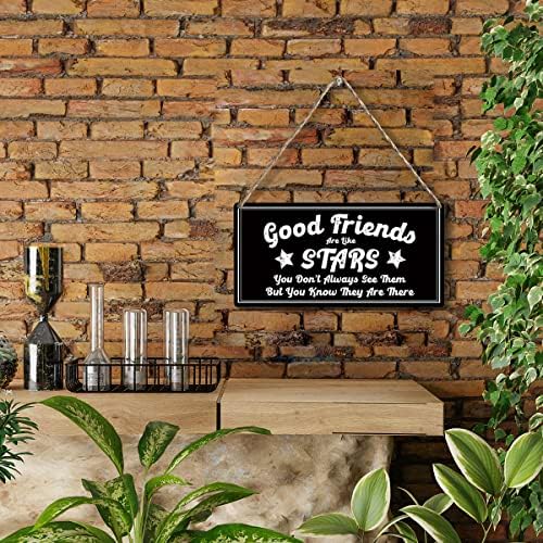 Dobri prijatelji su poput zvijezda Wood Sign Rustic Prijateljstvo Drvena viseća ploča za kućni zidni umjetnički ukras 6 x 12 inča