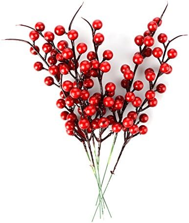Izvrsni božićni ukrasni pokloni, božićne crvene bobice, 20pcs umjetna voćna bobica cvijeća s twig
