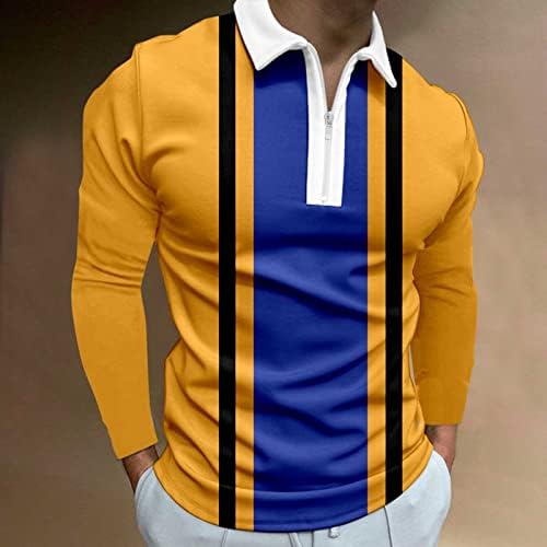 ZDDO 2022 Nove polo majice za muške, dugih rukava Houndstooth patchwork Golf topls Streetwear casual majica