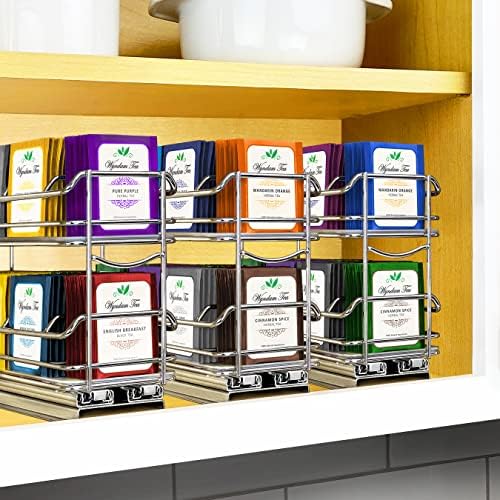 Lynk Professional® kliznite držač čaja Organizator držača - dvostruki gornji kuhinjski ormar za izvlačenje
