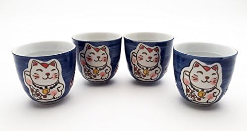 Japanski Lucky Cat Maneki Neko Tea set keramičkog čajnika sa ručkom od ratana i 4 čajne šalice