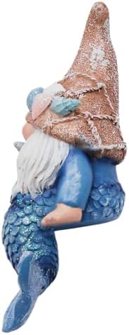 Wwwser polica sjedeći mer-man gnome figurice, set od 2, nautičkog dekora, samostalan kućni ukras, 7 inča