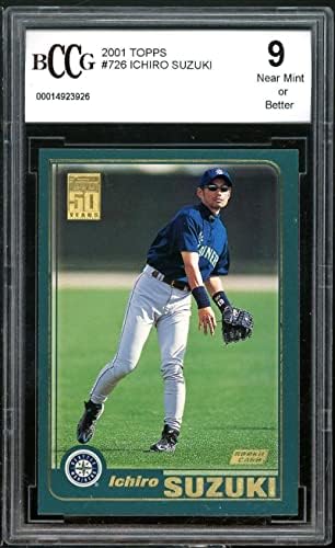 2001 TOPPS 726 Ichiro Suzuki Rookie Card BGS Bccg 9 blizu mint + - bejzbol pločaste rookie kartice