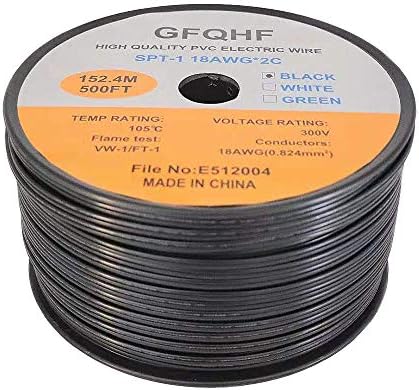 Gfqhf ul navedena 500ft SPT-1 električna žica, 18/2 žica sa patentnim zatvaračem, rad sa SPT-1 vampirskim