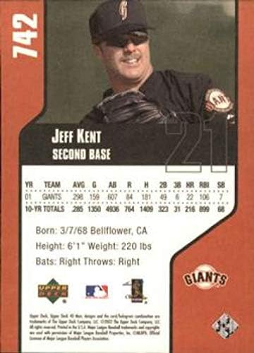 2002 Gornja paluba 40-MAN 742 Jeff Kent San Francisco Giants MLB bejzbol kartica NM-MT