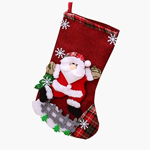 Jinne Božićne čarape Classic Plaid Velike čarape Santa Xmas Ornament za porodični kamin za prazničnu
