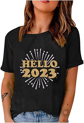 Ženska kratka rukava Tshirt Hello 2023 Print Crop Tops okrugli vrat Casual majice pulover bluza
