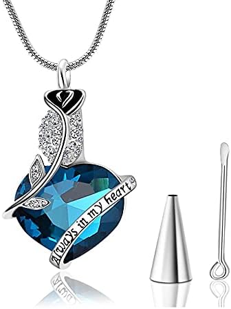 Nnjhg AC311 urne ogrlice za pepeo Love Heart Blue Crystal Kremat Nakit zadržava Memorijalni ogrlica