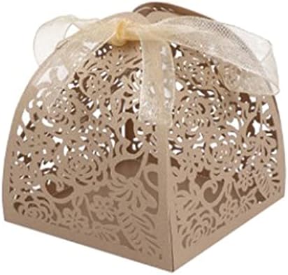 Halou 50pcs Rose Clow Follow Candy kutije Poklon box Box s vrpcom za zabavu za zabavu