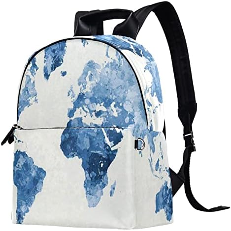 Tbouobt kožna putni ruksak lagani laptop ležerni ruksak za žene muškarci, plava karta