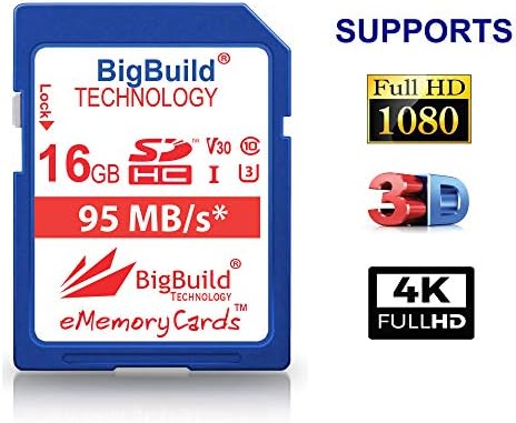 BigBuild tehnologija 16GB UHS-I U3 95MB/s memorijska kartica za Canon EOS 1200D, 1300d, 2000D,