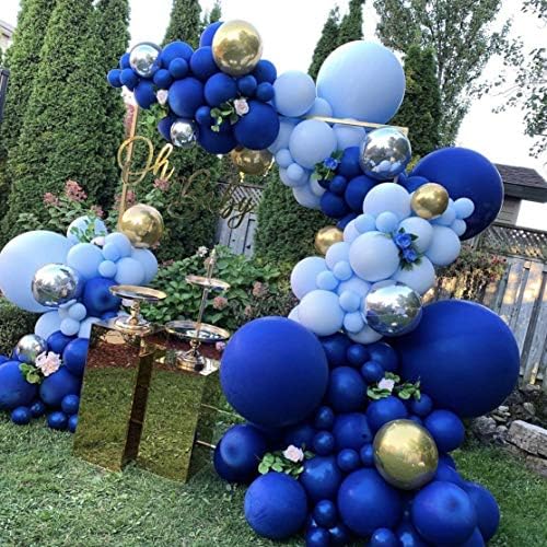Macaron plavi baloni Zlatni metalni baloni 144pcs Premium Latex Balloon Garland Arch Kit za rođendanski