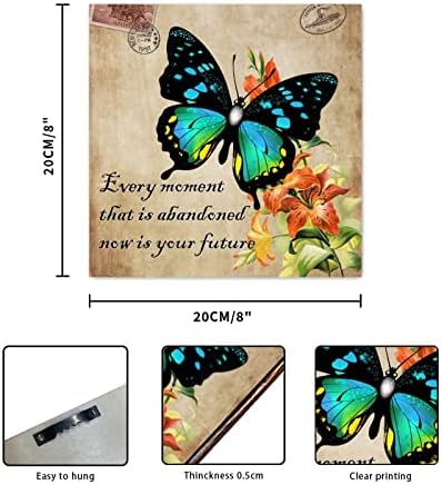 Svaki trenutak koji je napušten sada je vaš budući drveni znak plavi leptir cvjetni znak Porodična