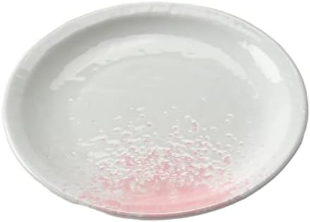 Set od 10, ružičasta puhana na bijelom porculanu, okrugla ploča od 4,5 veličine s obrubom
