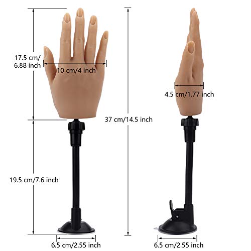 Silikonska ruka za akrilne nokte, realistična fleksibilna lažna vježba za nokte s nosačem, meka savijena ruka