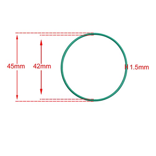 Saurcing Karta Fluorni gumeni O-prsten, 45mm od 42 mm ID 1,5 mm Širina FKM brtve za brtvljenje za vodovodne,