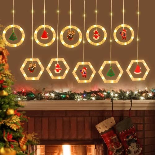 LOLStar Božićni ukrasi, Božićna prozorska svjetla, 100led topla bijela unutrašnja žičana svjetla daljinska