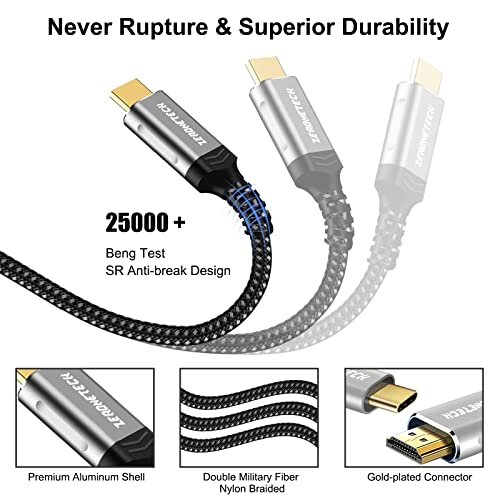 Dugi USB C do HDMI kabela 16,5ft, [pozlaćeno] 4k @ 60Hz USB tip C u HDMI 2.0 kabel za kućni
