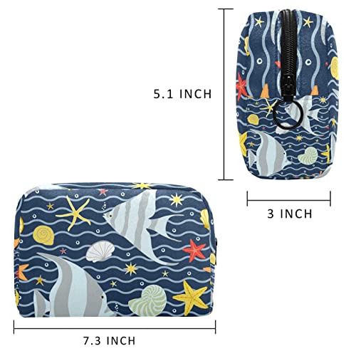 Torba za šminku Travel Kozmetičke vrećice Ribe i Sunchs i Starfifize na plavoj pozadini toaletnu vrećicu