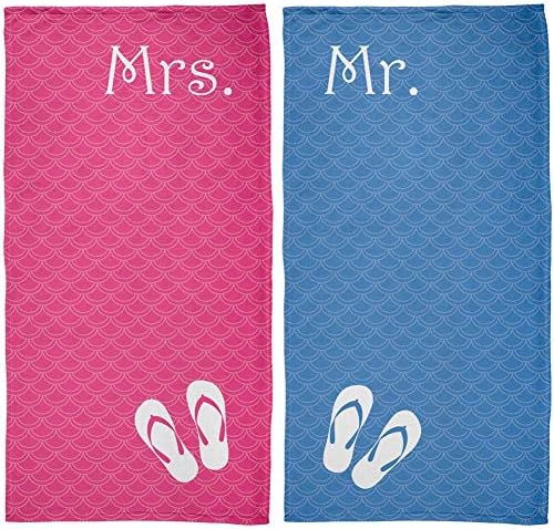 Stara slava gospodin i gospođa Honedemoon Pink & Blue po cijelom plažnom ručnikom