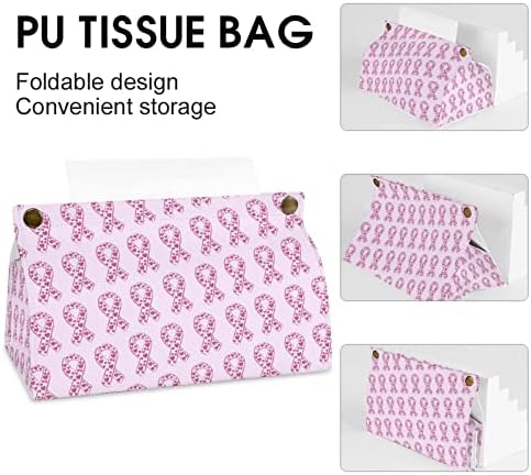 Pink Ripbon Ricer za dojku Osviještenost tkiva Poklopac moderne PU kožne salvete Tkiva kocke za držač