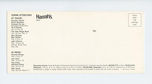 Richi Little 1987 februar 4 Harrah's Reno Hotel Casino razglednica