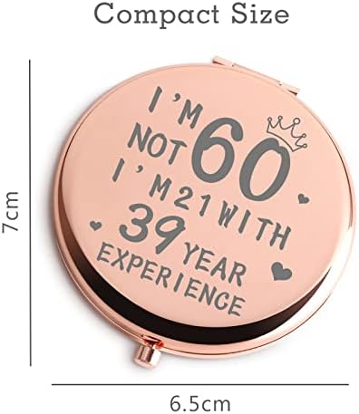 60. rođendanski pokloni za žene Rose Gold Travel kozmetičko kompaktno ogledalo 60. rođendan smiješni pokloni