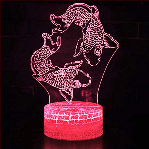Jinnwell 3d noćna lampa za ribu iluzija noćno svjetlo 7 promjena boje dodirni stol za presvlačenje Stolne lampe