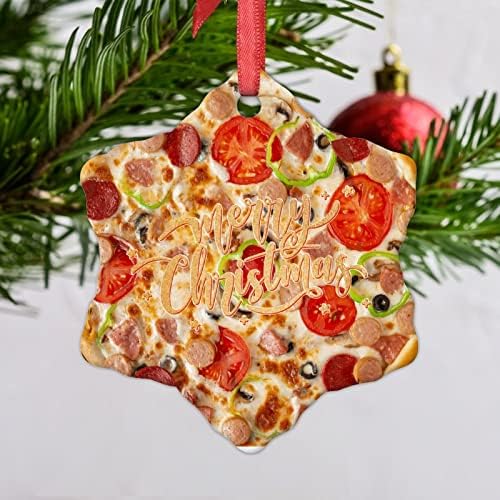 Med piletina Pizza Božić ukrasi Funny hrane Božić drvo ukrasi keramička okrugla Pizza personalizirani Božić ukrasi