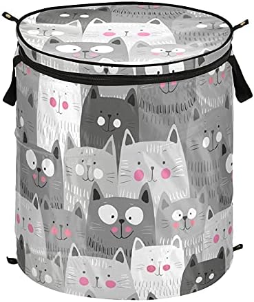 Lucky Cat Siva Pop up rublje koči sa poklopcem Sklopiva košara za pohranu Sklopiva torba za pranje