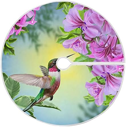 Baxiej Velike božićne suknje mat hummingbird cvijeće, zimska xmas za odmor za odmor ukras drveta suknja 47,2