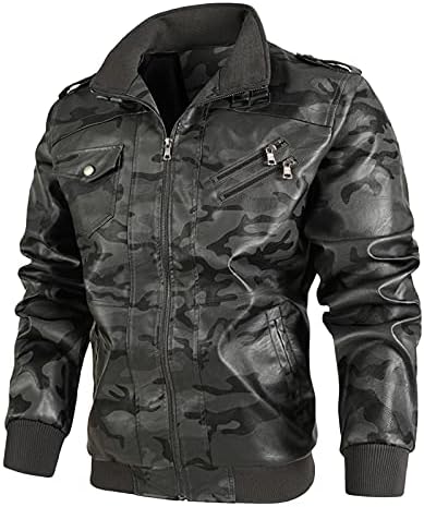Muška zima plus baršunasto topla jakna postolja ovratnik sjajno kožna multi-patentna jakna za višestruku