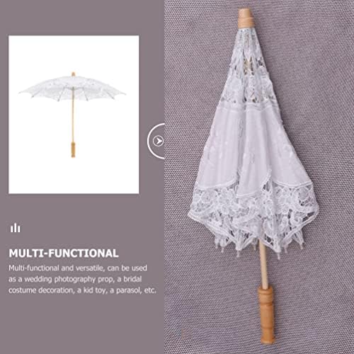 Stobok vjenčani dekor vjenčani kišobran bijeli čipka Parasol Kišobran vjenčanje mladenka Drvena ručica -