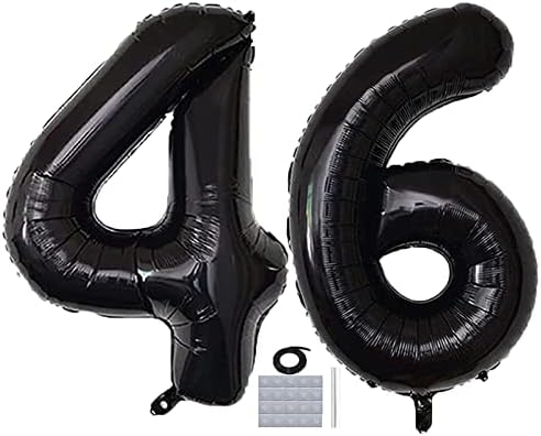Crno 46 brojevni baloni 40-inčni baloni Jumbo folije adm balon za muškarce 46. rođendan zabava