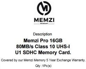 MEMZI PRO 16GB Klasa 10 80MB/s SDHC memorijska kartica za digitalne kamkordere serije Panasonic HC-W, HC-WX
