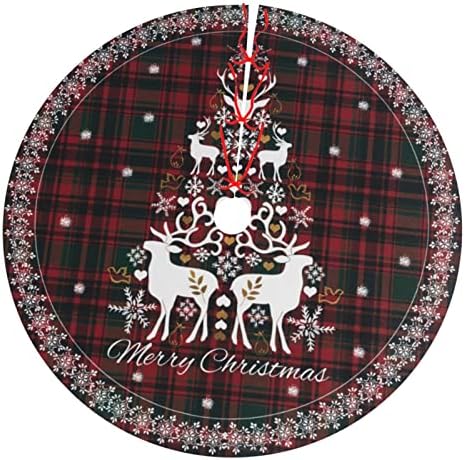 Buffalo plaid božićno suknje, crveno 36 inčni Xmas Tree suknje mat sretan božićni vilk rustikalni kućni
