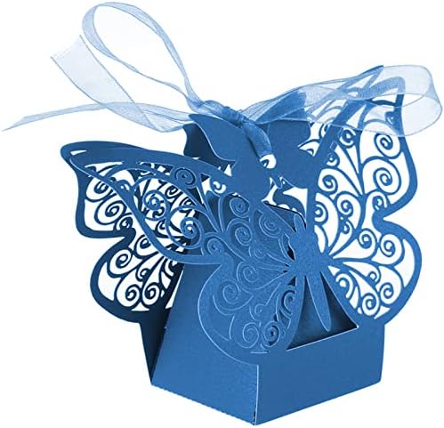 50x mornarsko plavo leptir laserski okviri Favorit Cookie prisutne kutije sa vrpcom Slatka čokoladna